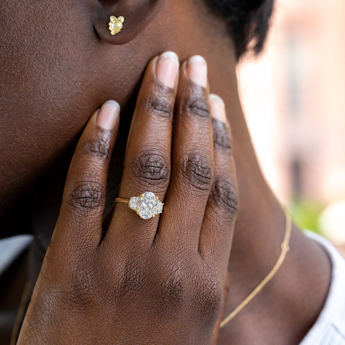 Mary ~ Half-Moon Three Stone Ring