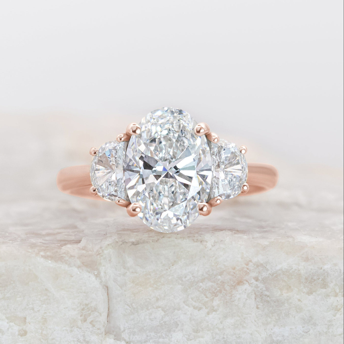 Mary ~ Half-Moon Three Stone Ring