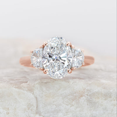 Mary ~ Half-Moon Three Stone Ring