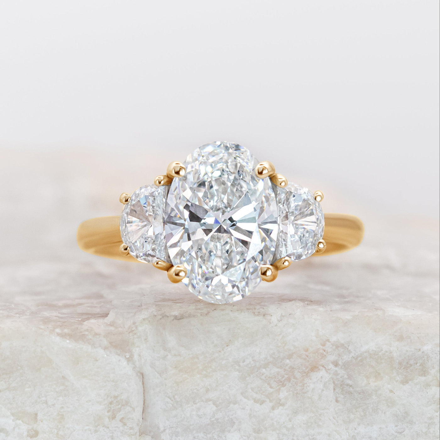 Mary ~ Half-Moon Three Stone Ring