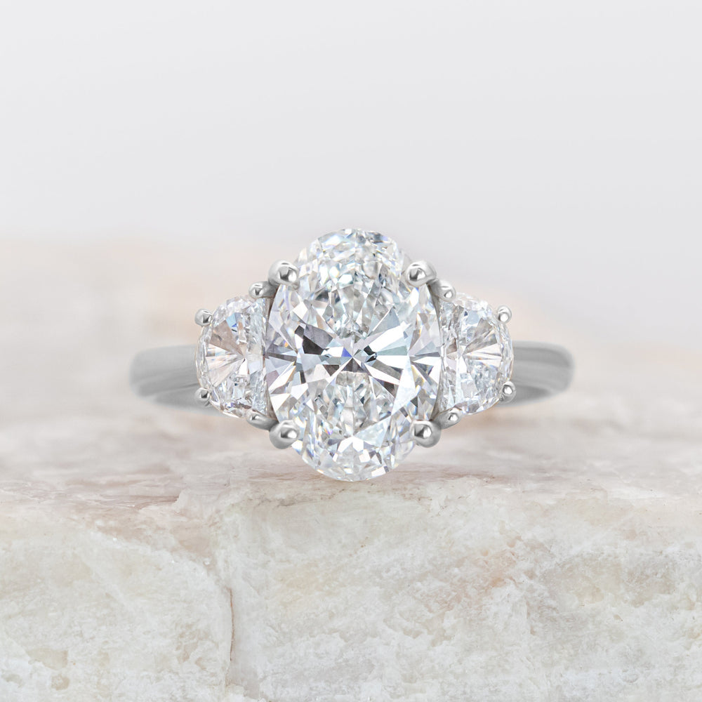 Mary ~ Half-Moon Three Stone Ring