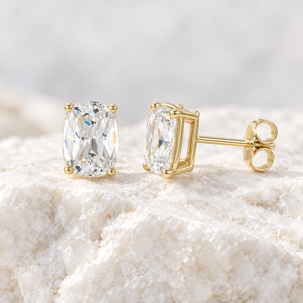 Elongated Cushion Cut Lab Grown Diamond Studs ~ Ready to Ship