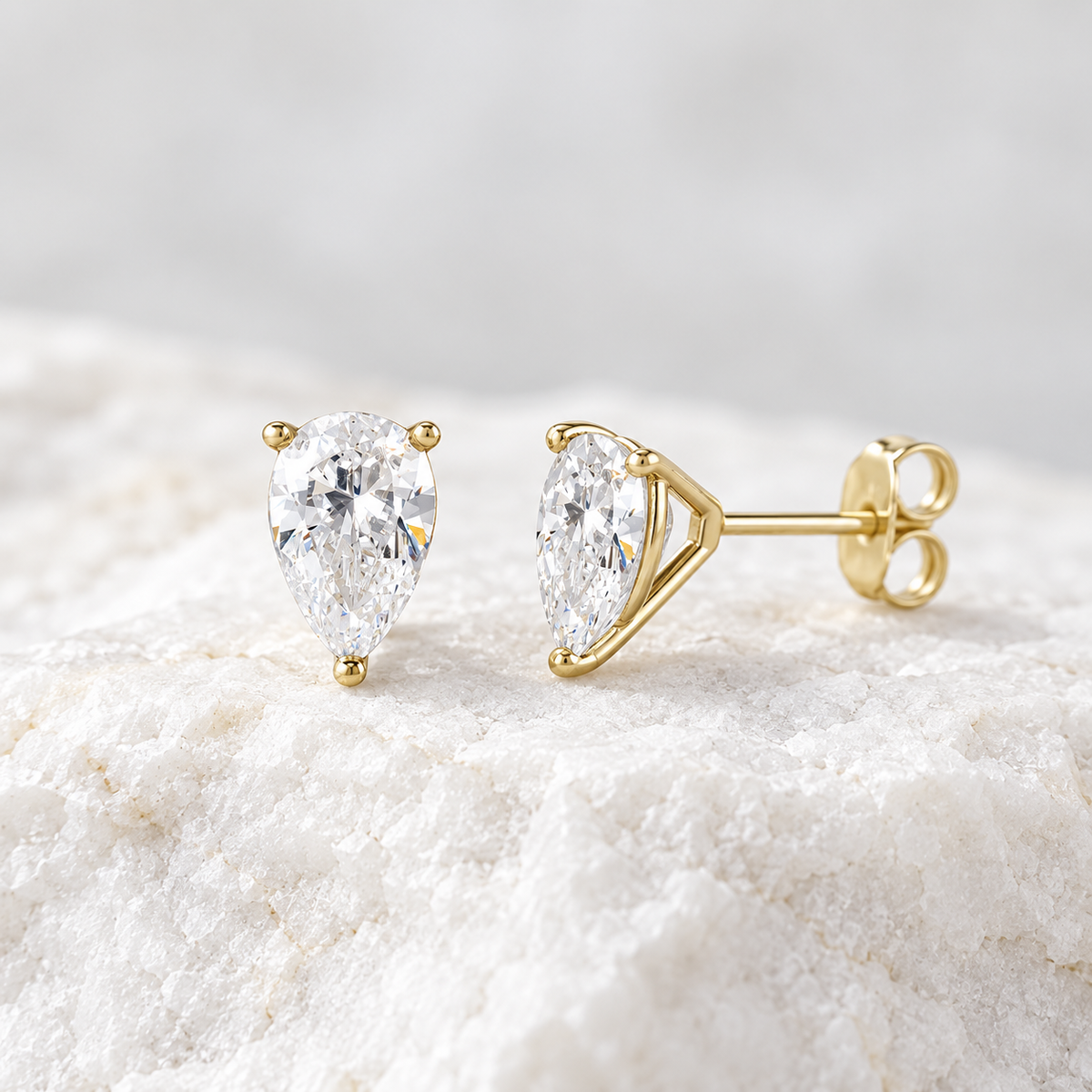 Pear Cut Lab Grown Diamond Stud Earrings ~ Ready to Ship