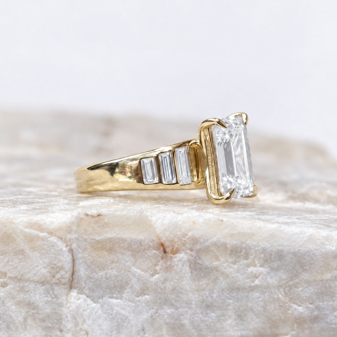 Proposal Ready ~ Matilda 2.55ct Lab Grown Emerald Cut Engagement Ring