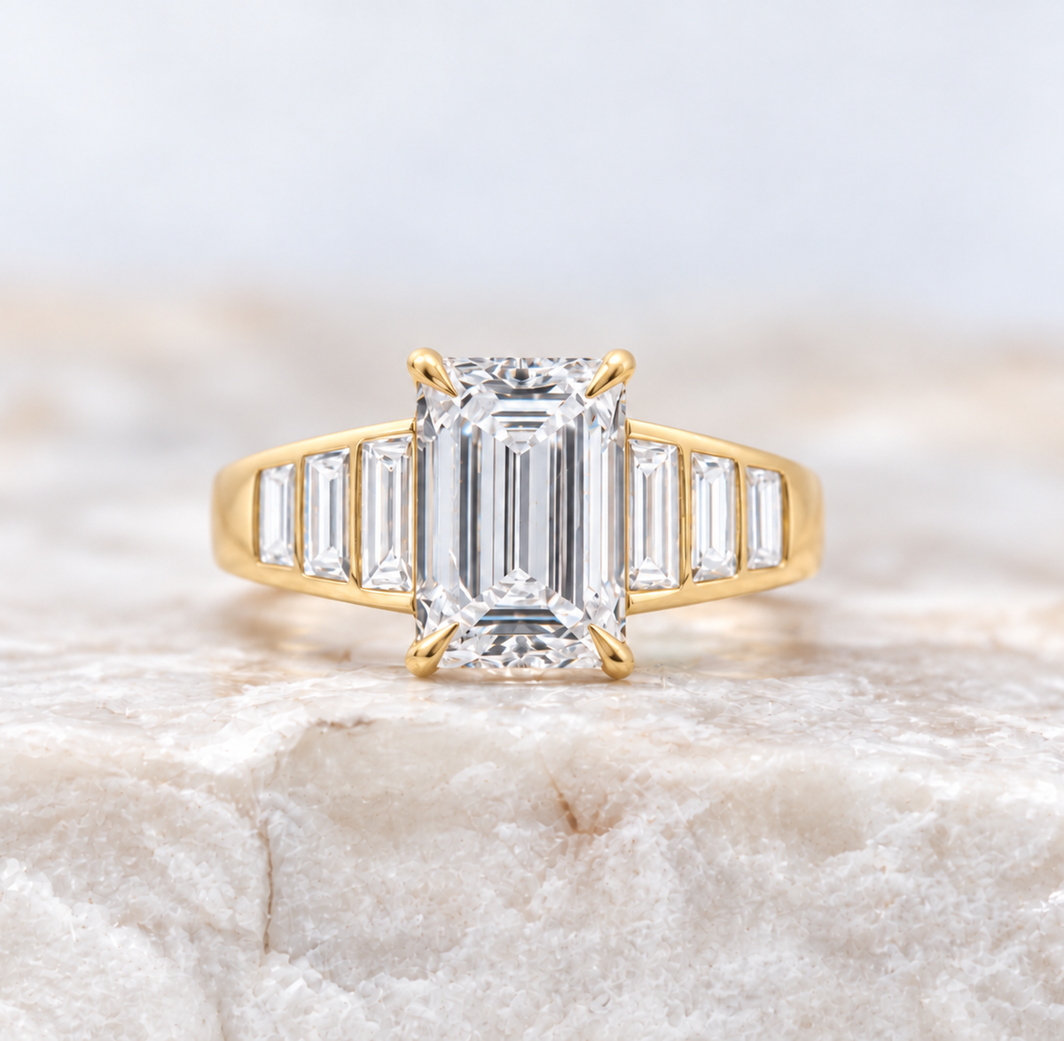 Proposal Ready ~ Matilda 2.55ct Lab Grown Emerald Cut Engagement Ring