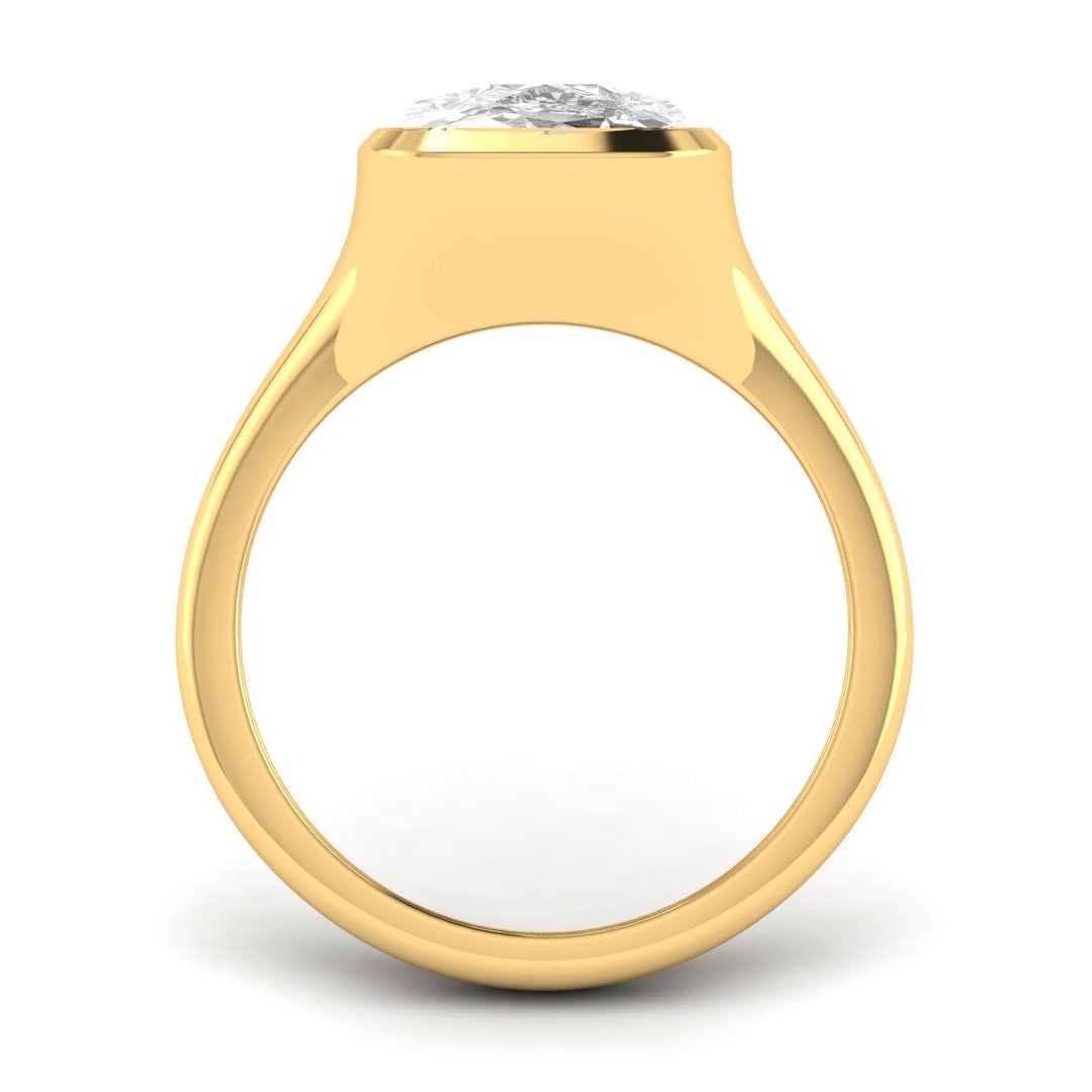 Custom Bezel Elongated Cushion Ring