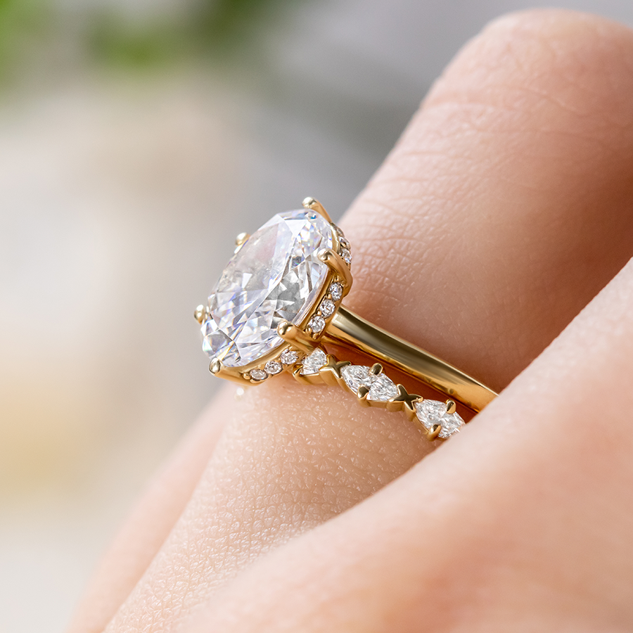 Coral ~ Diamond Wedding Band