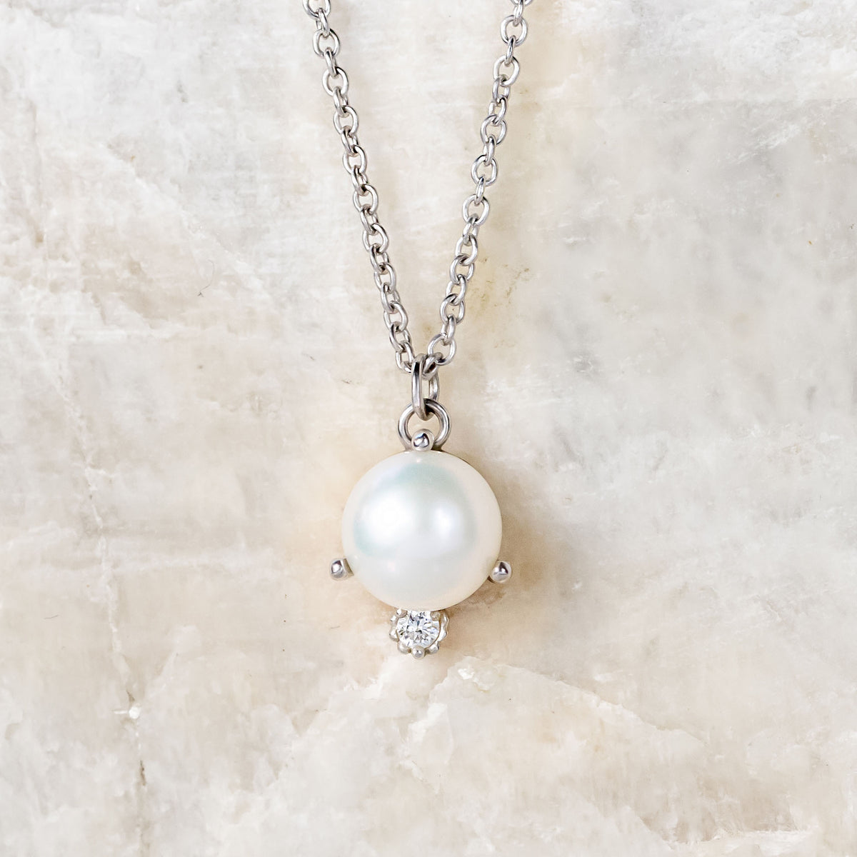 Mila Pearl and Diamond Necklace