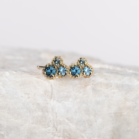 Trio Sapphire Cluster Earrings ~ One of a Kind