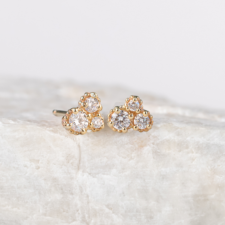 Trio Diamond Cluster Earrings ~ Ready to Ship