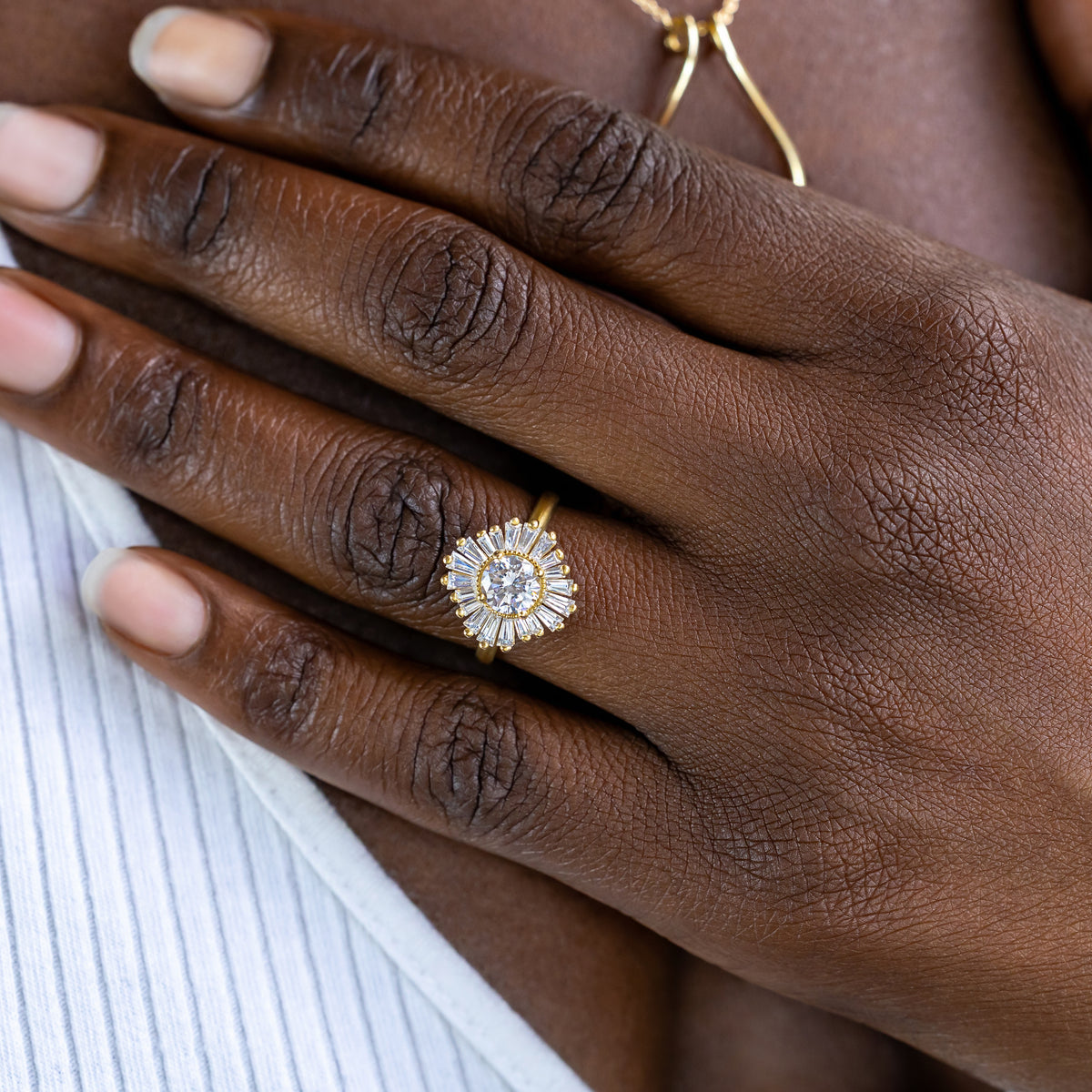Natalia ~ Baguette Halo Ring
