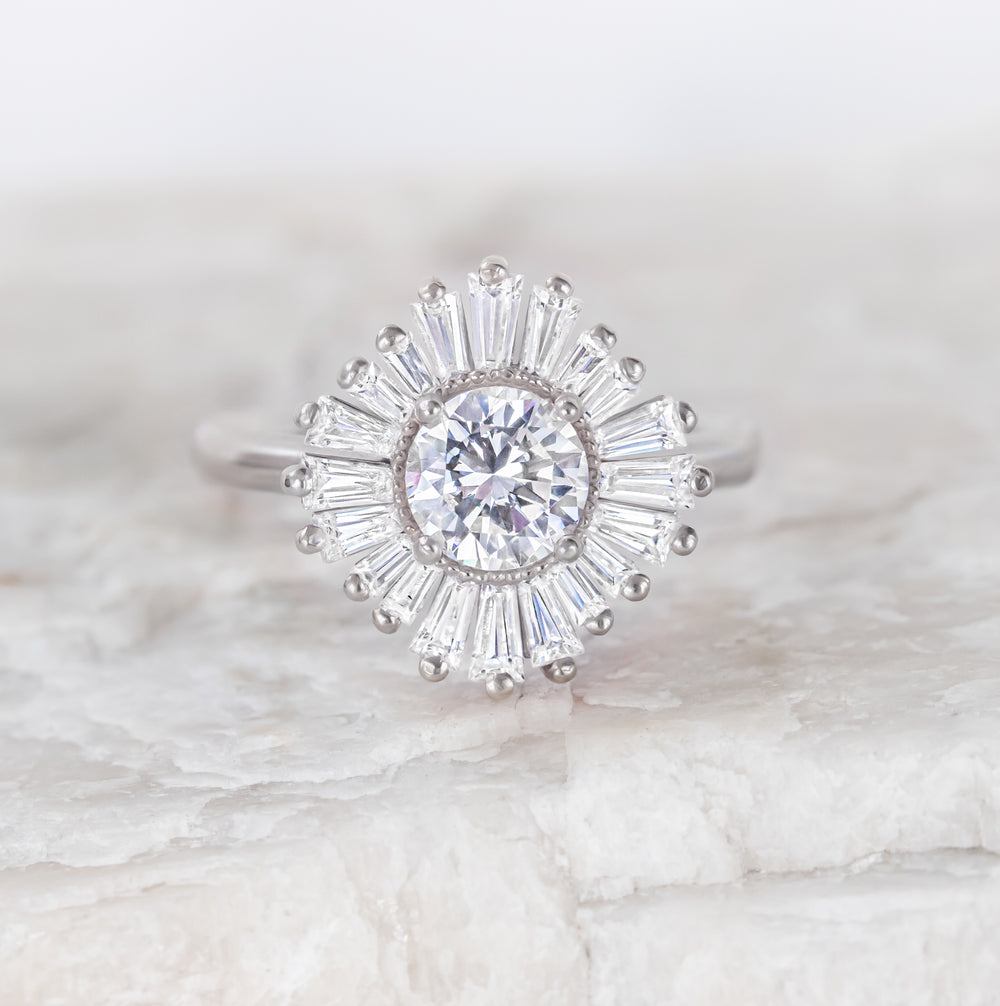 Natalia ~ Baguette Halo Ring