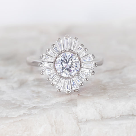 Natalia ~ Baguette Halo Ring