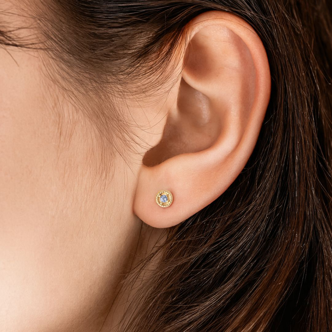 Tiny Dot Sapphire Earrings ~ Ready to Ship
