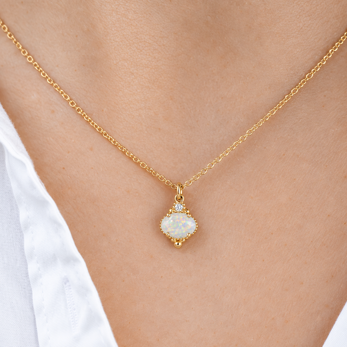 Mayfair Oval Opal Necklace ~ Ready to Ship