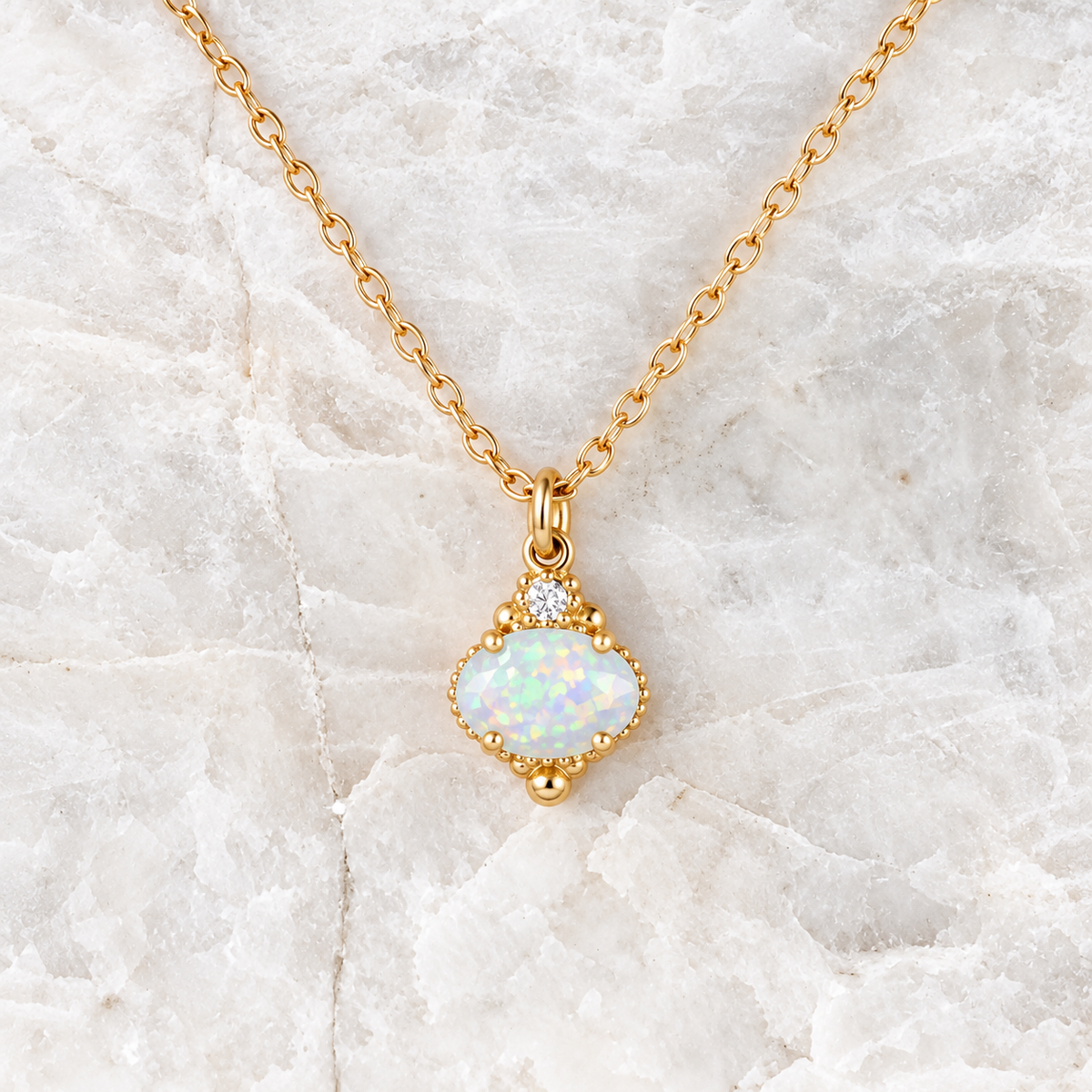 Mayfair Oval Opal Necklace ~ Ready to Ship