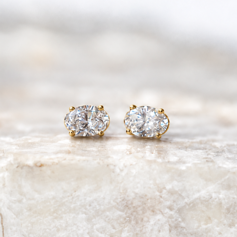 Oval Cut Lab Grown Diamond Studs ~ Ready to Ship