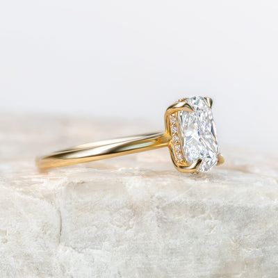 Proposal Ready ~ Skylar 2.54ct Lab Grown Elongated Cushion Cut Engagement Ring