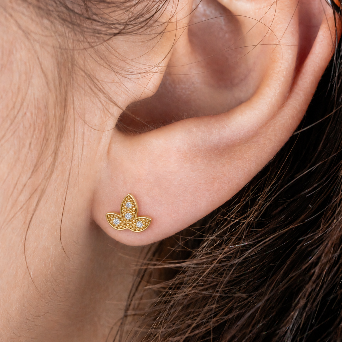 Ivy Leaf Gold and Diamond Earrings