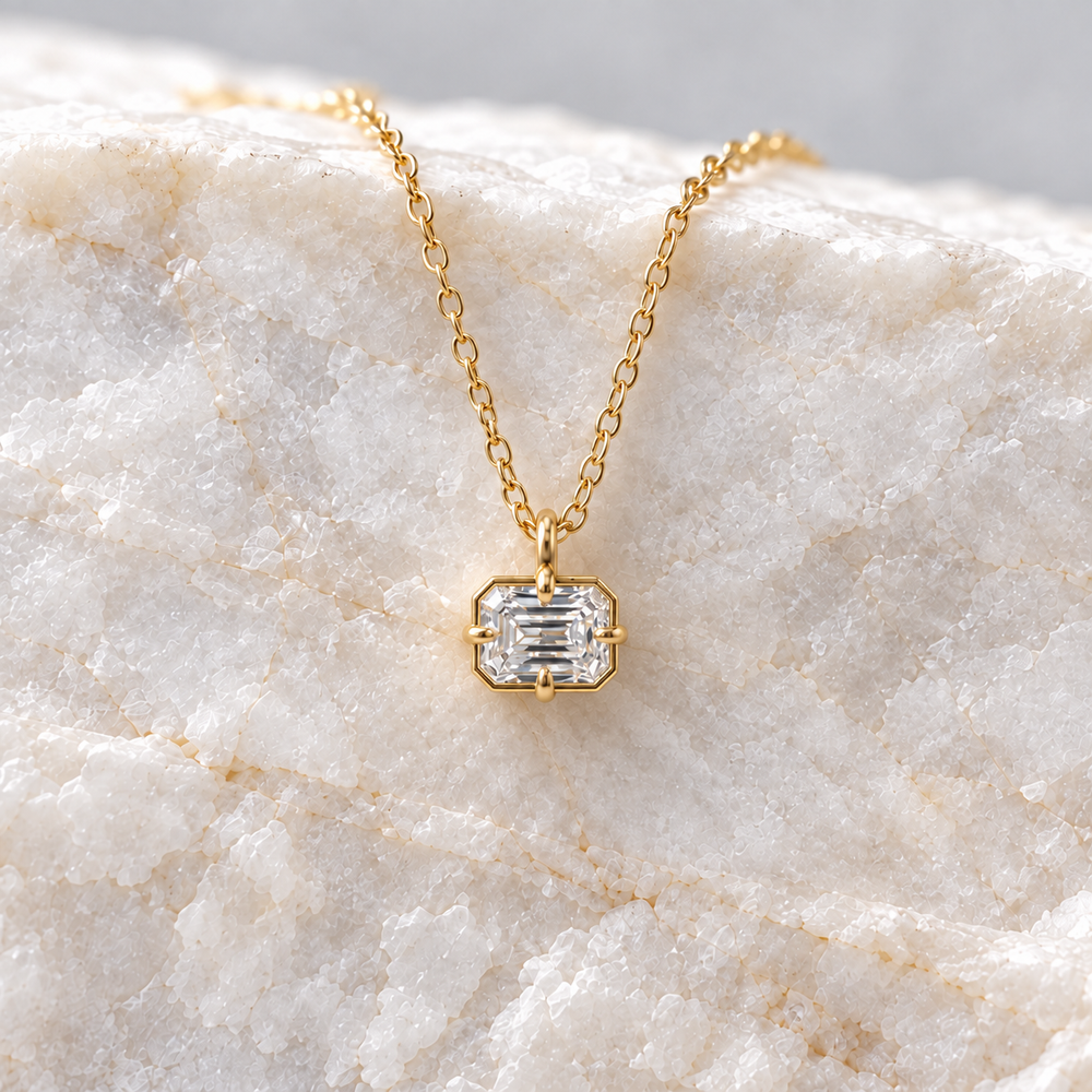 Paloma Emerald Cut Diamond Necklace ~ Ready to Ship