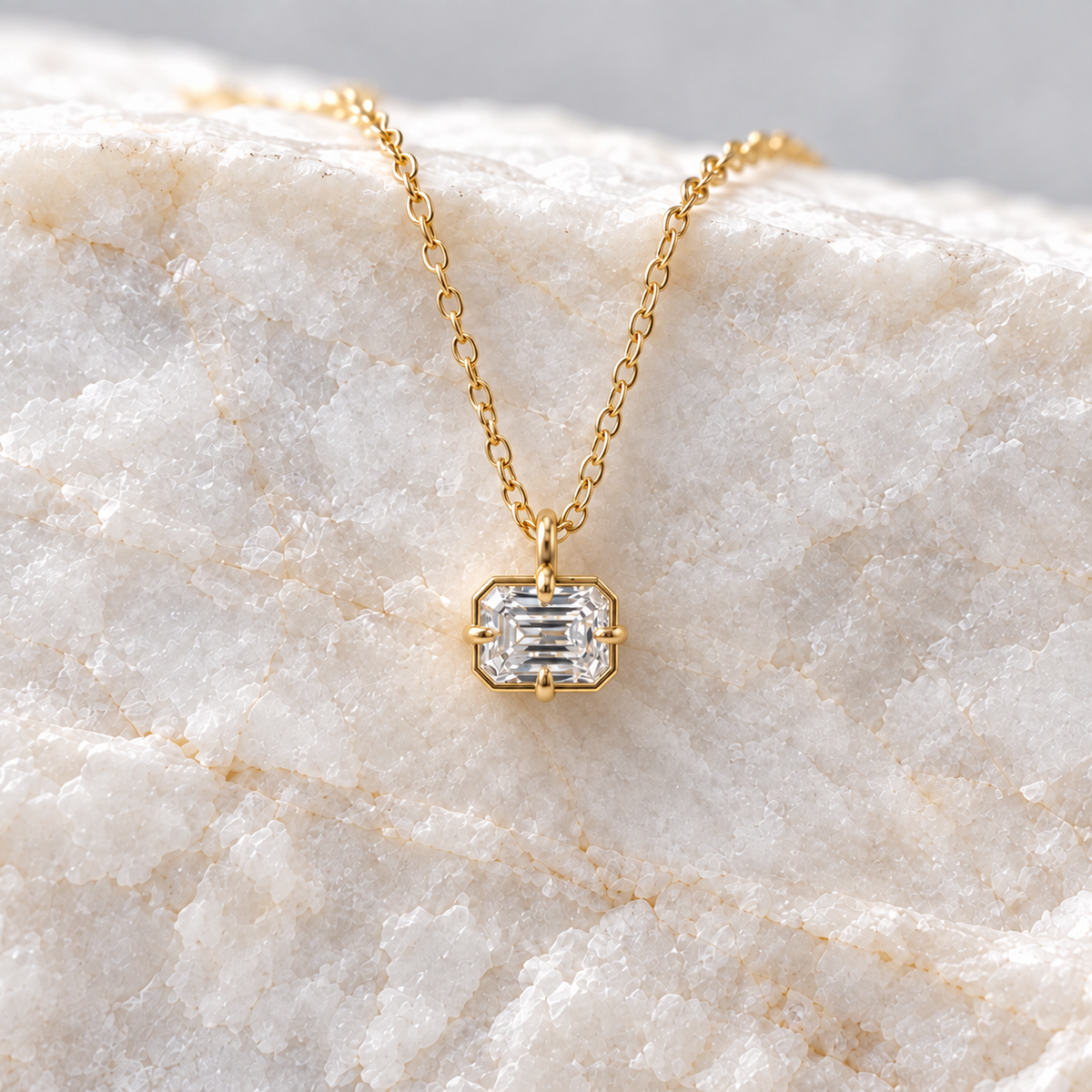 Paloma Emerald Cut Diamond Necklace ~ Ready to Ship