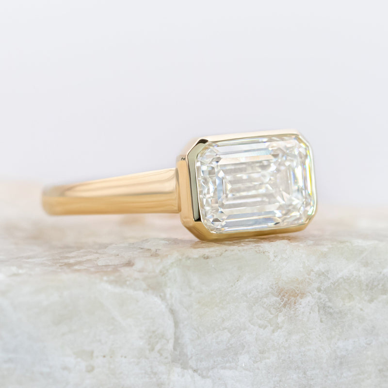 East-West Emerald Cut Engagement Ring