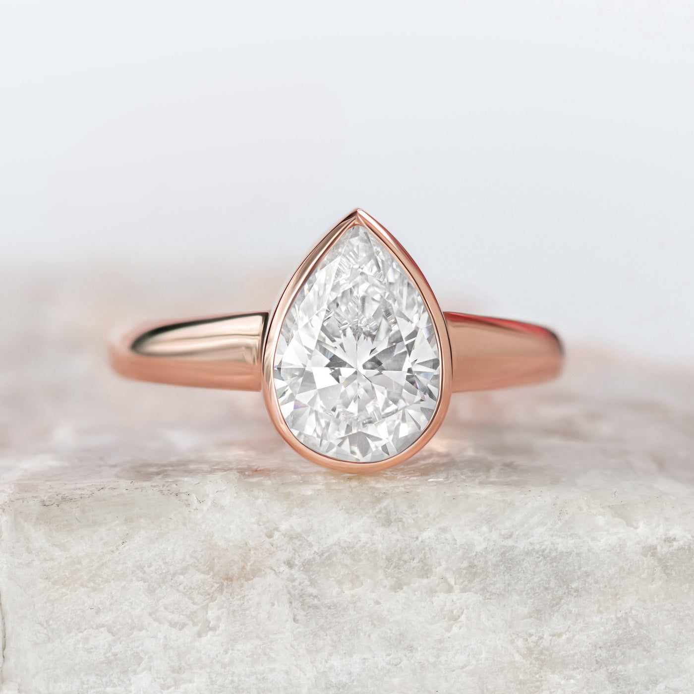 Piper ~ Bezel Set Pear Cut Ring