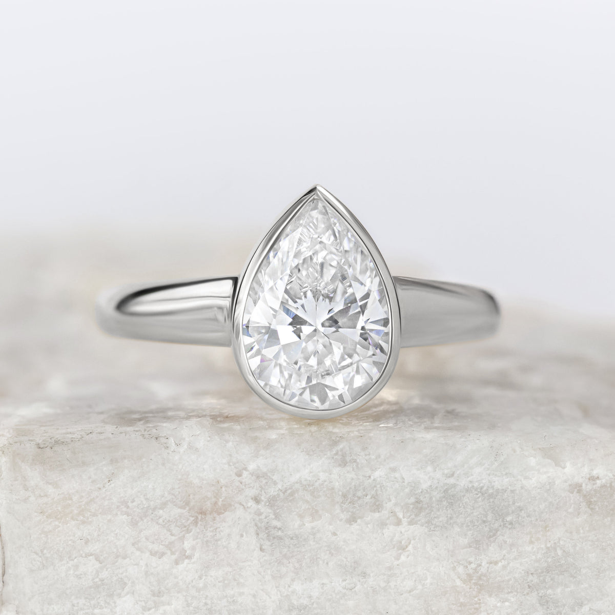 Piper ~ Bezel Set Pear Cut Ring