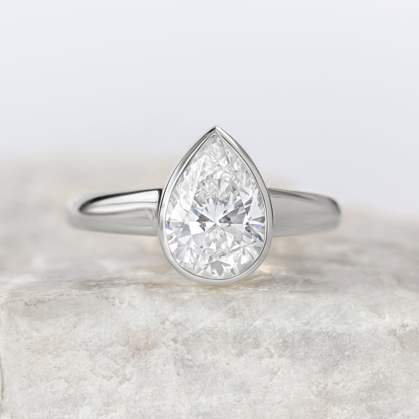 Piper ~ Bezel Set Pear Cut Ring
