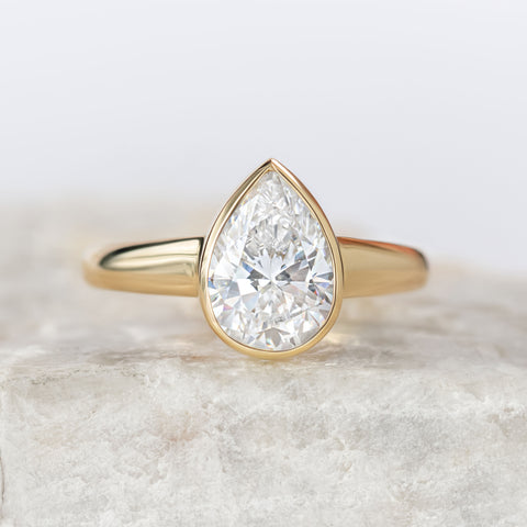 Piper ~ Bezel Set Pear Cut Ring