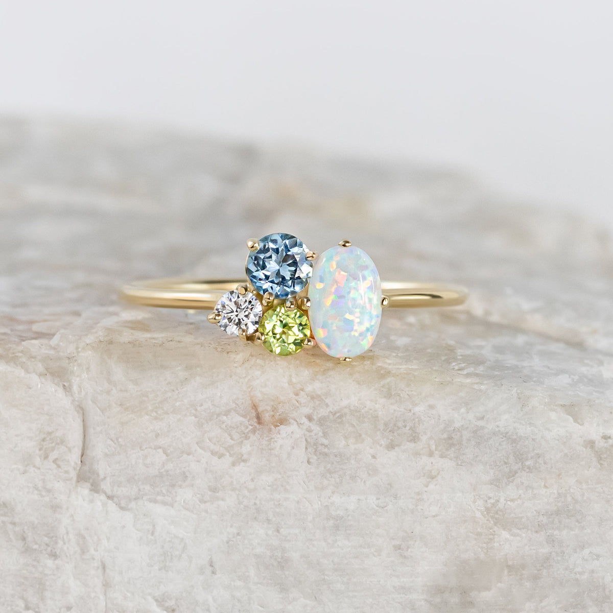 Portia Opal and Gem Cluster Ring