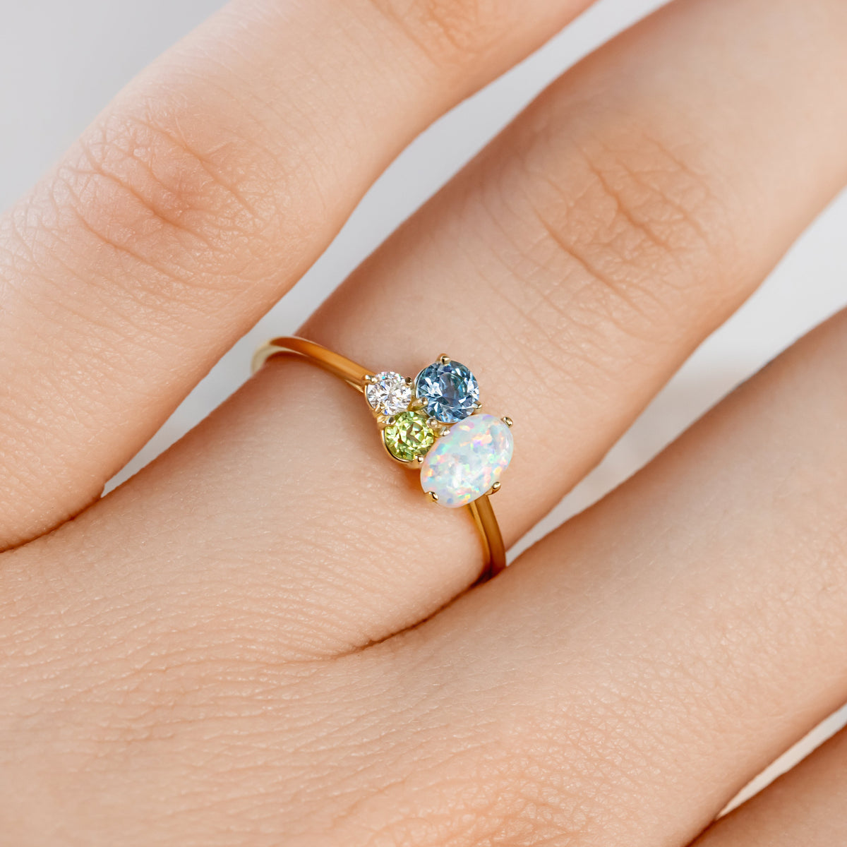 Portia Opal and Gem Cluster Ring