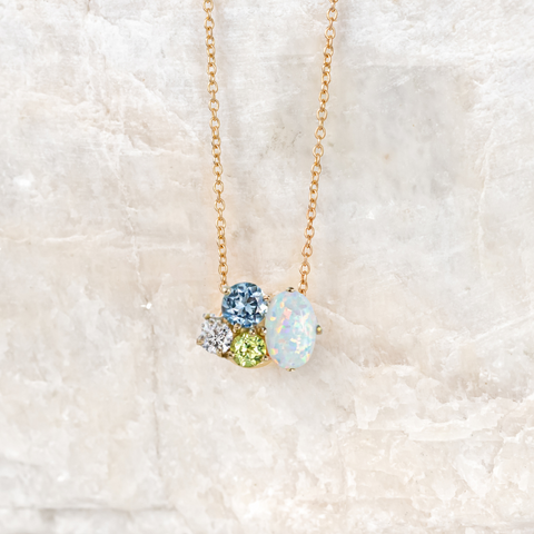 Portia Opal Cluster Necklace