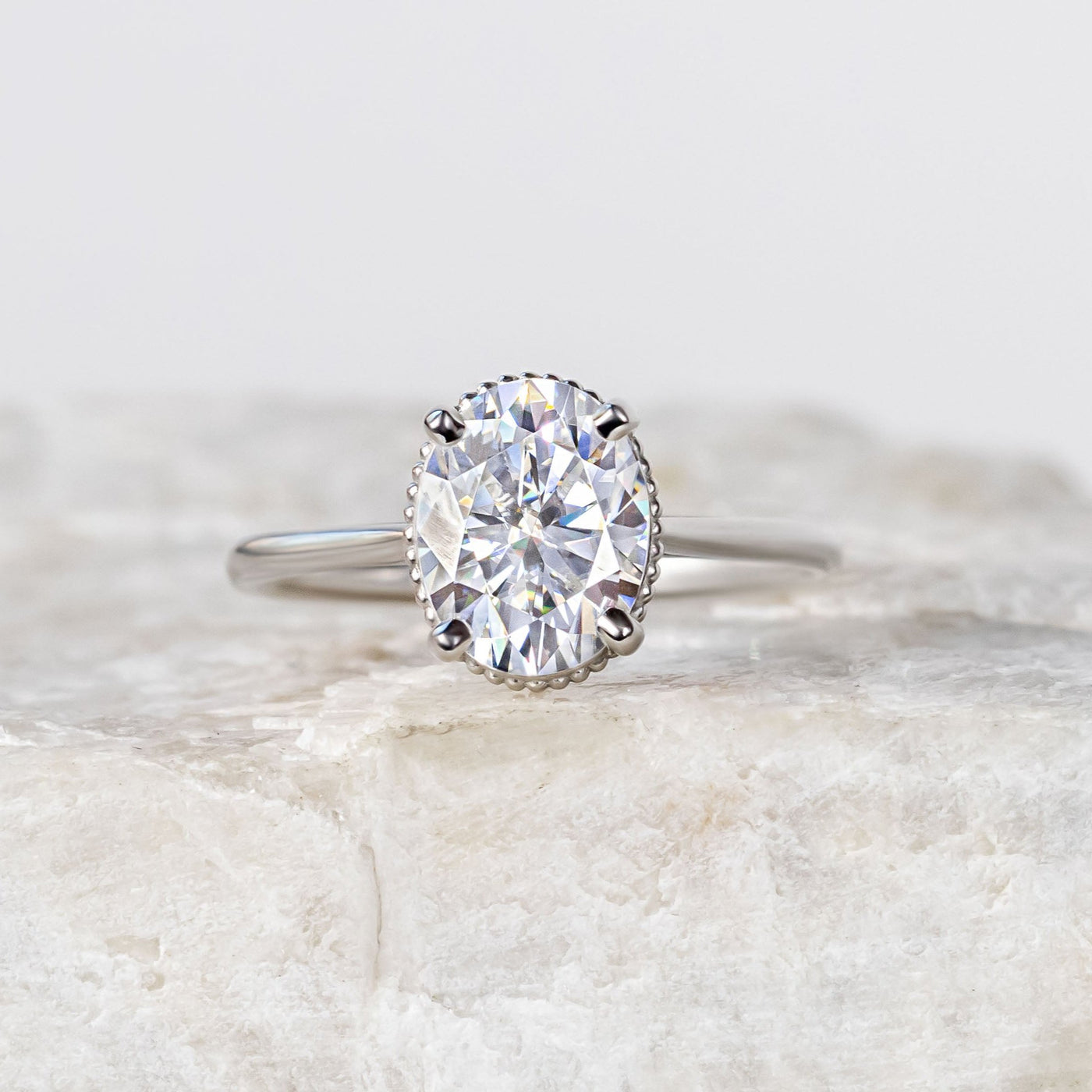 Proposal Ready ~ Clio 9x7mm Oval Moissanite Engagement Ring