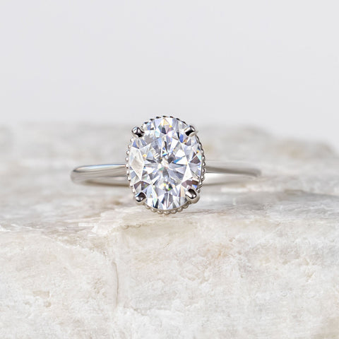 Proposal Ready ~ Clio 9x7mm Oval Moissanite Engagement Ring