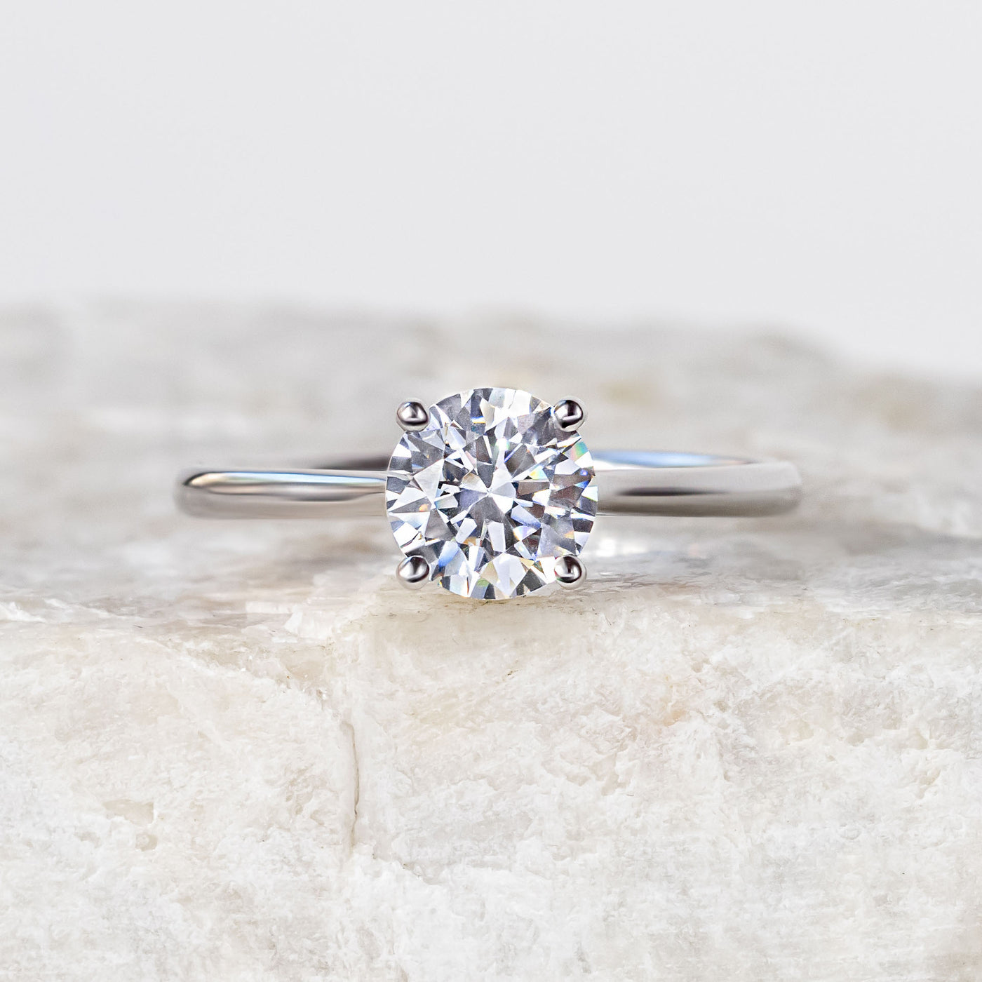 Proposal Ready ~ Grace 6.5mm Round Brilliant Moissanite Engagement Ring