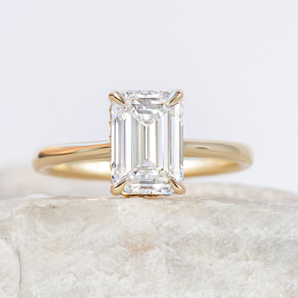 Proposal Ready ~ Maeve 2.08ct Lab Grown Emerald Cut Engagement Ring