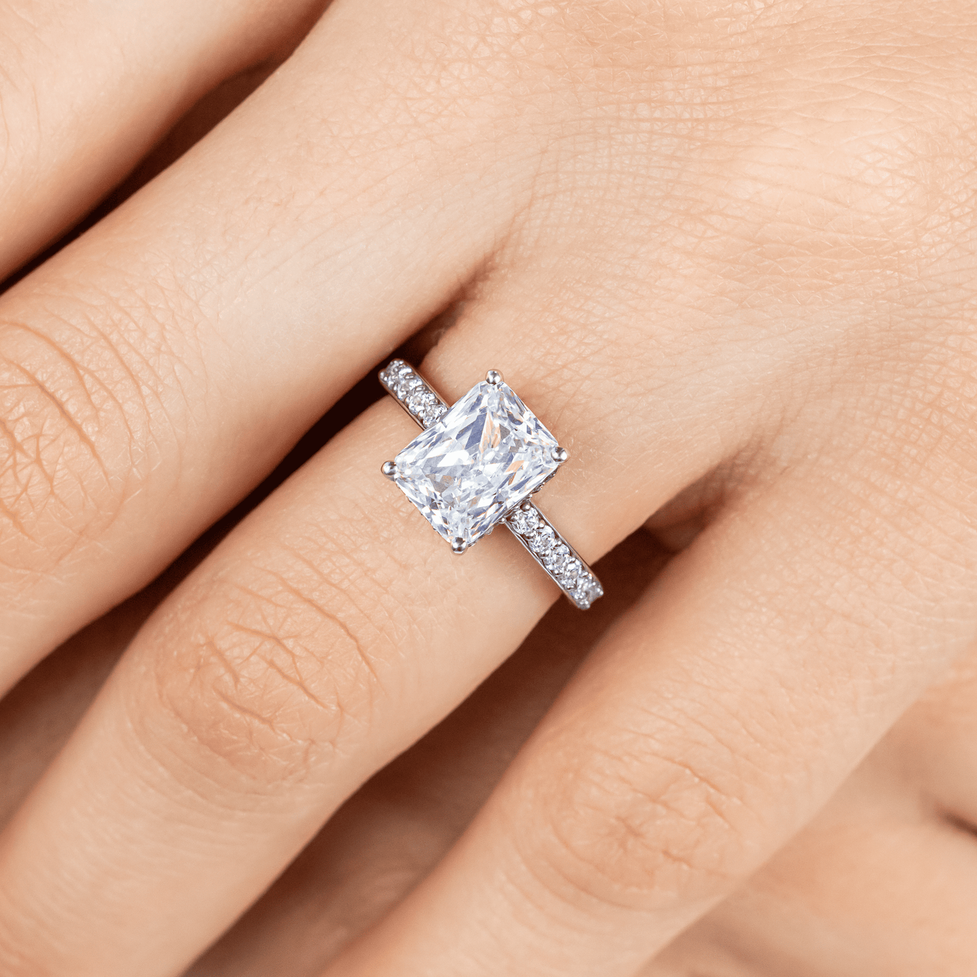 Reese ~ Pave Diamond Solitaire Ring