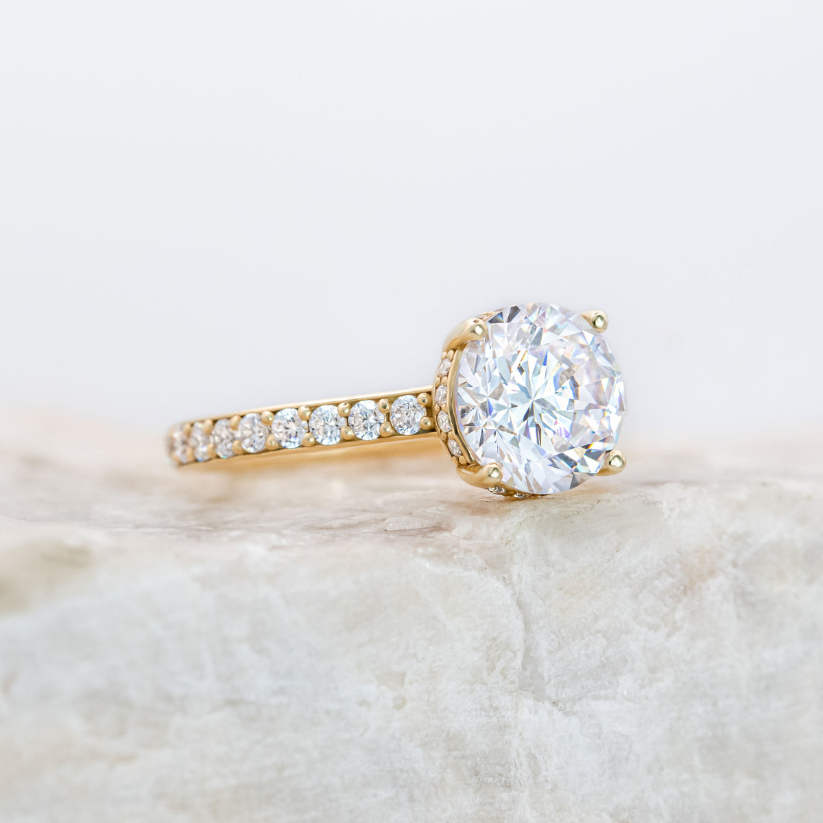 Reese ~ Pave Diamond Solitaire Ring
