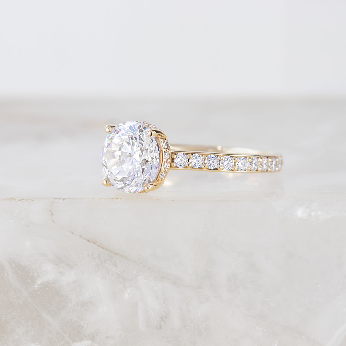 Reese ~ Pave Diamond Solitaire Ring