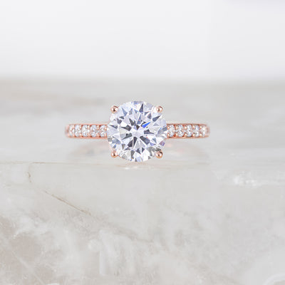 Reese ~ Pave Diamond Solitaire Ring
