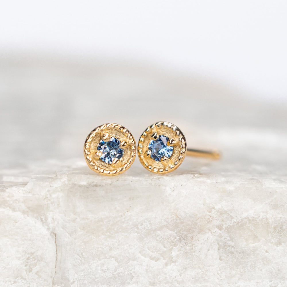 Tiny Dot Montana Sapphire Earrings ~ Ready to Ship