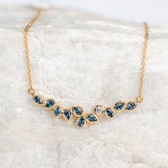 Scattered Montana Sapphire and Diamond Necklace ~ Ready to Ship
