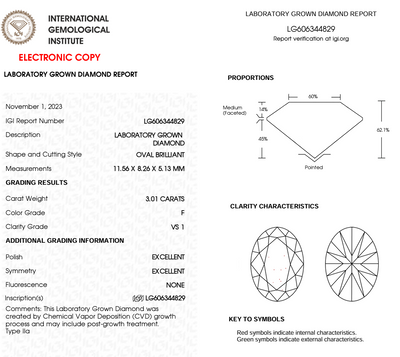OVAL - 3.01ct F VS1 Lab Grown Diamond - 565831