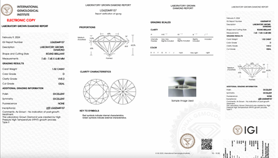 ROUND 1.52ct D VVS2 HPHT IGI 500018096