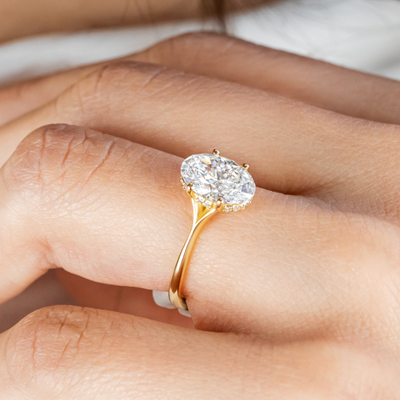 Clementine Hidden Halo ~ Oval Cut Ring