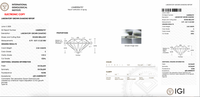 ROUND 2.52ct E VVS2 IDEAL 1170F3205