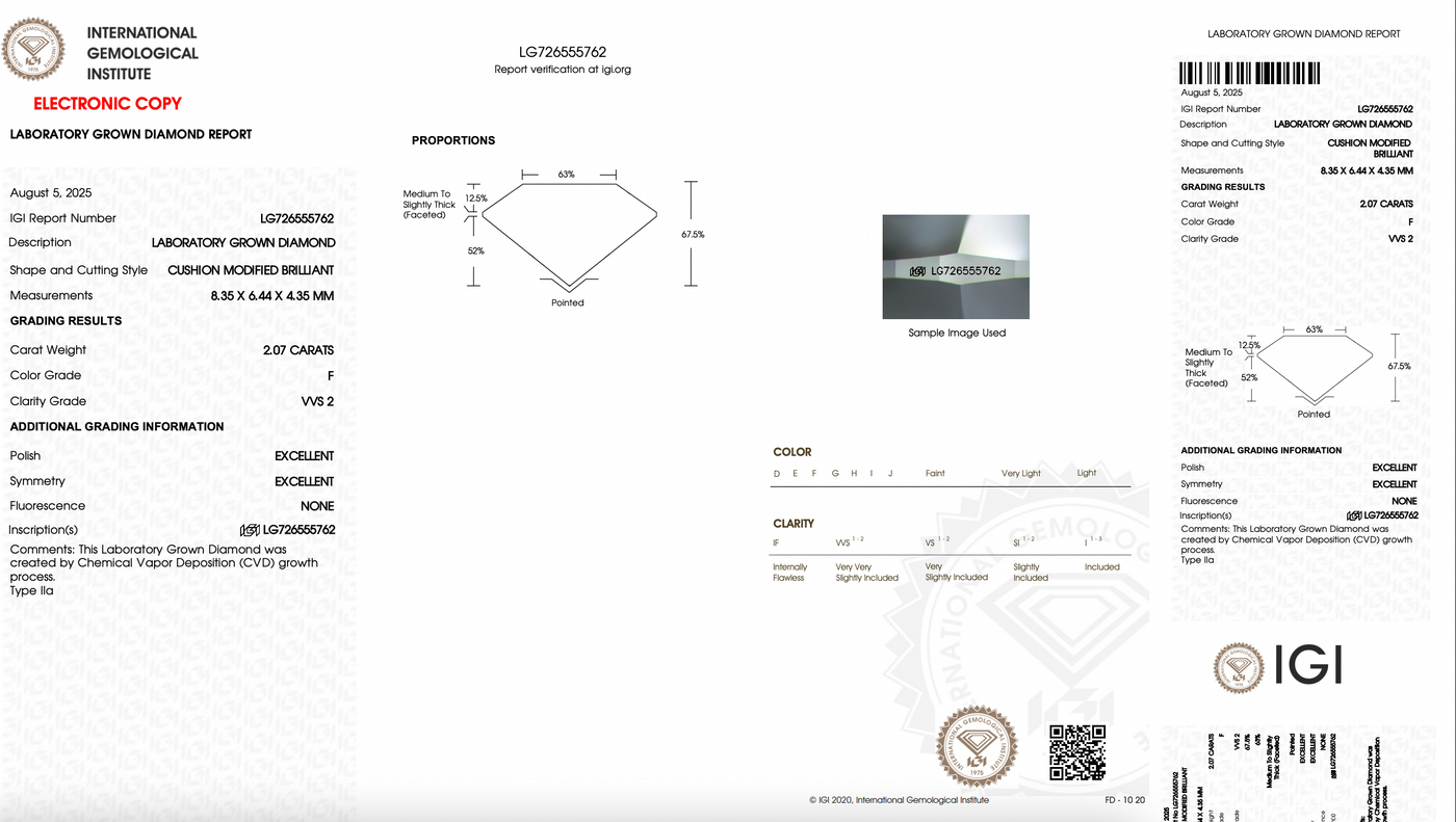 ELONGATED CUSHION 2.07ct FVVS2 VERY GOOD 500077118