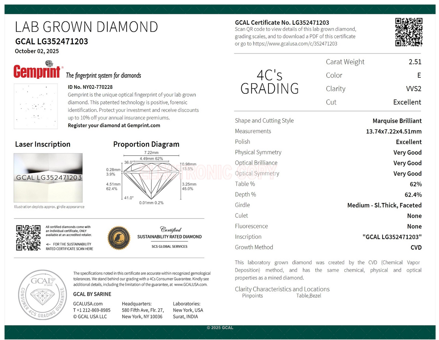 MARQUISE 2.51ct E VVS2 EXCELLENT 500084592