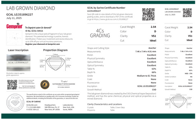 ASSCHER 2.54ct D VS1 IDEAL 500069856